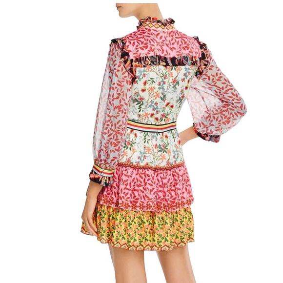 Alice and Olivia Kathy Ruffled Mini Sheath Dress Size US 6  Meadow Magic - Picture 10 of 15